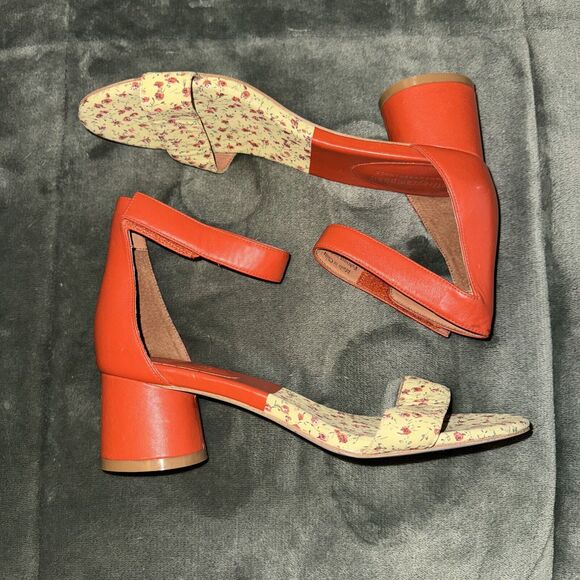 Jeffrey Campbell Anthropologie Madison W9.5 Yellow Orange Ankle Strap Block Heel - Picture 3 of 7